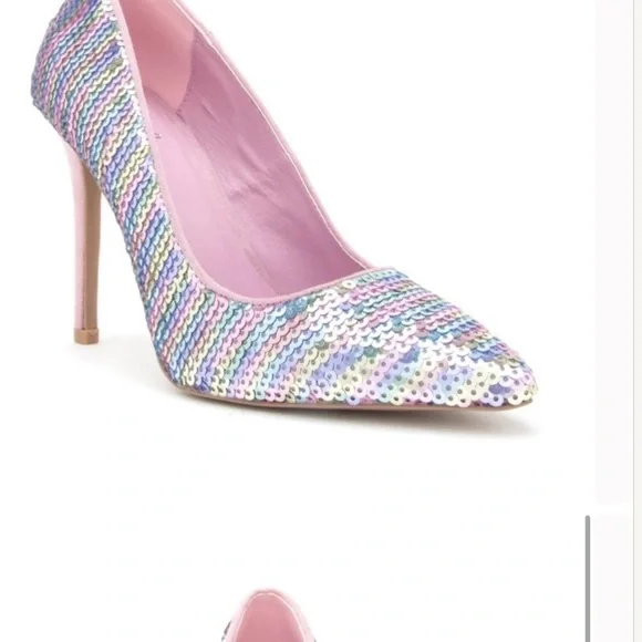 PINK and blue sequin closed toe pumps by Shoe Republic LA various sizes - Picture 2 of 12